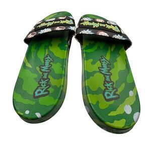Rick and Morty Slides Sandals Green Camo Cartoon TV Show Size‎ 9